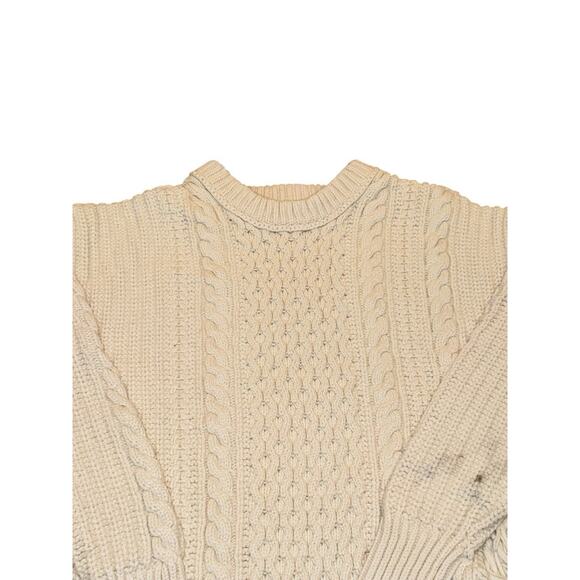 J.Crew Sweater S Ivory Cable Knit Fisherman Chunky Wool Cotton Coastal Chic - Picture 4 of 12
